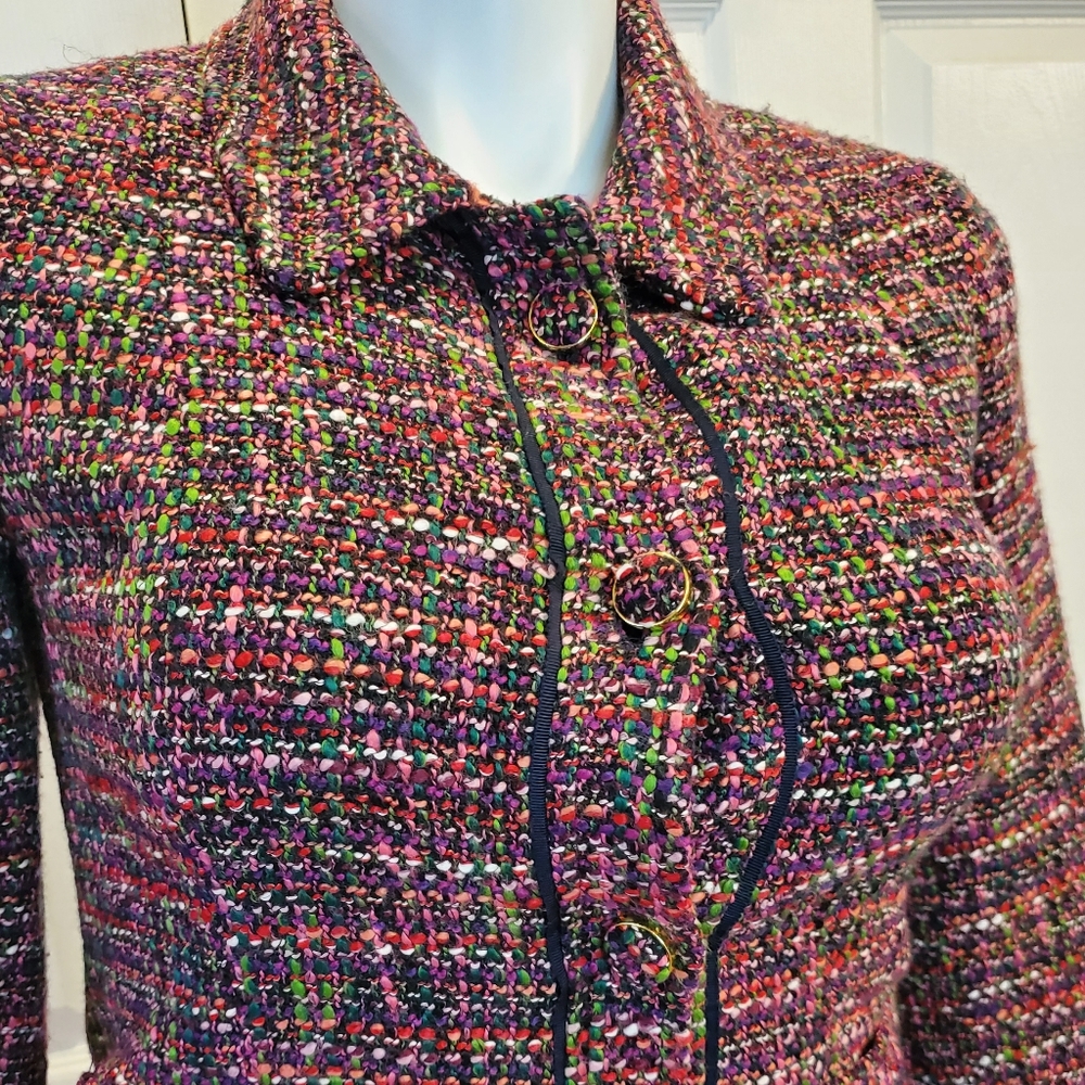 Talbots Button Front Multicolor Tweed Blazer 6 - image 4